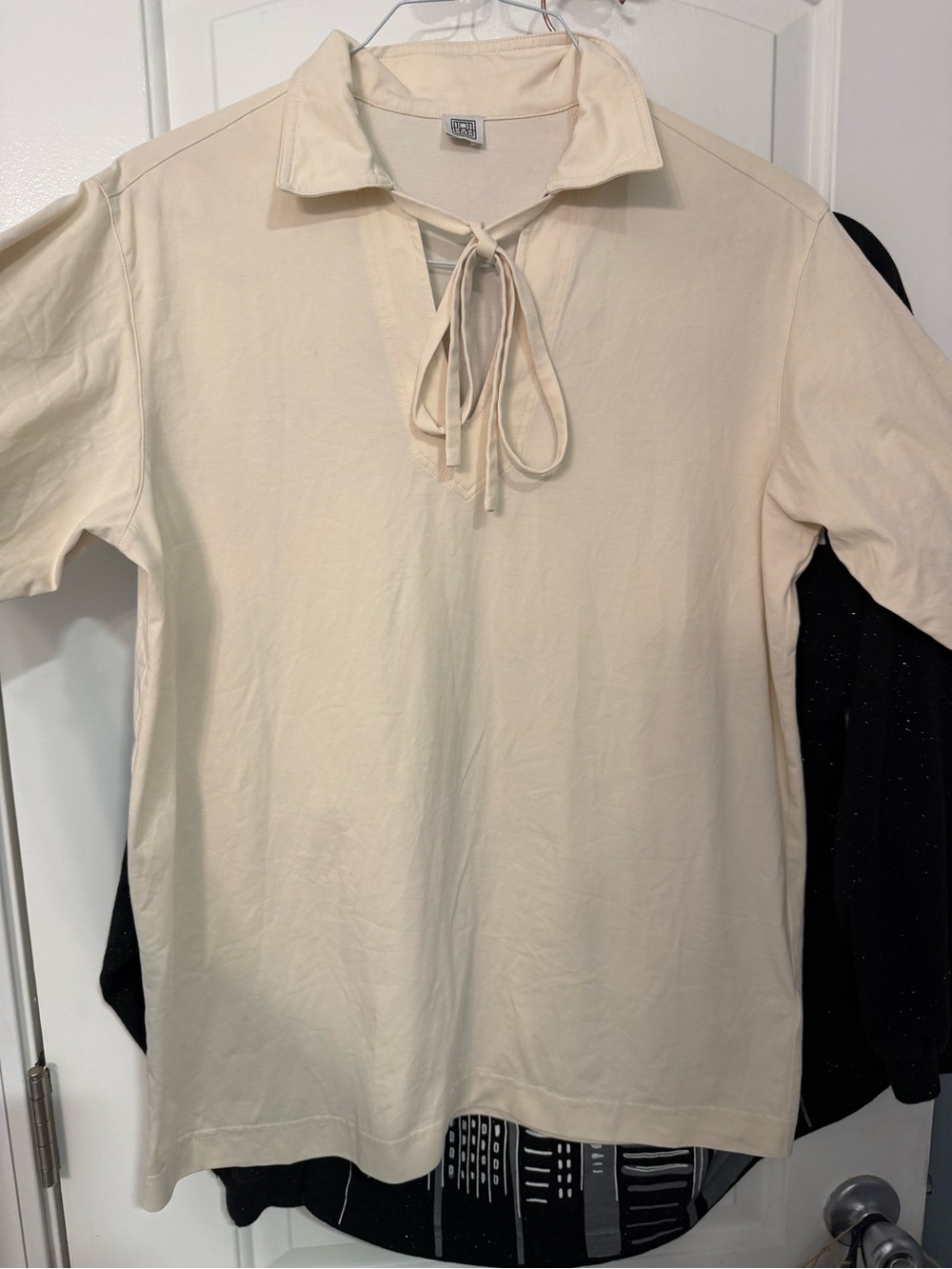 Toteme Cream Tie-Neck Polo Top